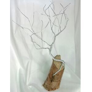 Artisan Whimsical Wired Aluminum Tree Ohio Wood Base Silver Adjustable Display